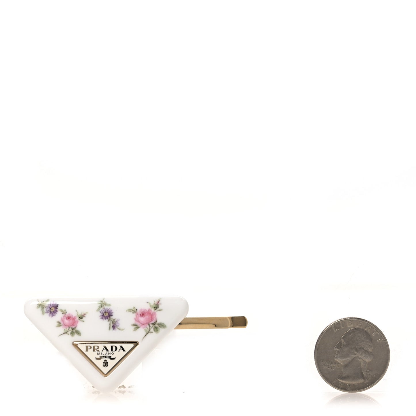 Resin Floral Print Triangle Hair Clip Set White