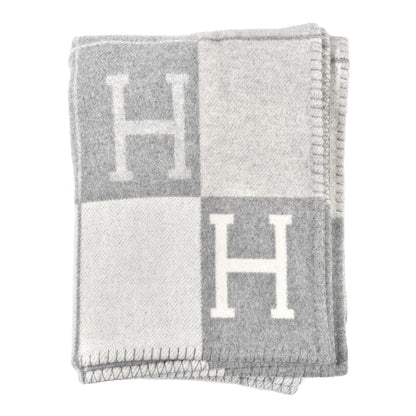Hermes Wool Cashmere Avalon III Blanket Ecru Gris Clair 1 of 3