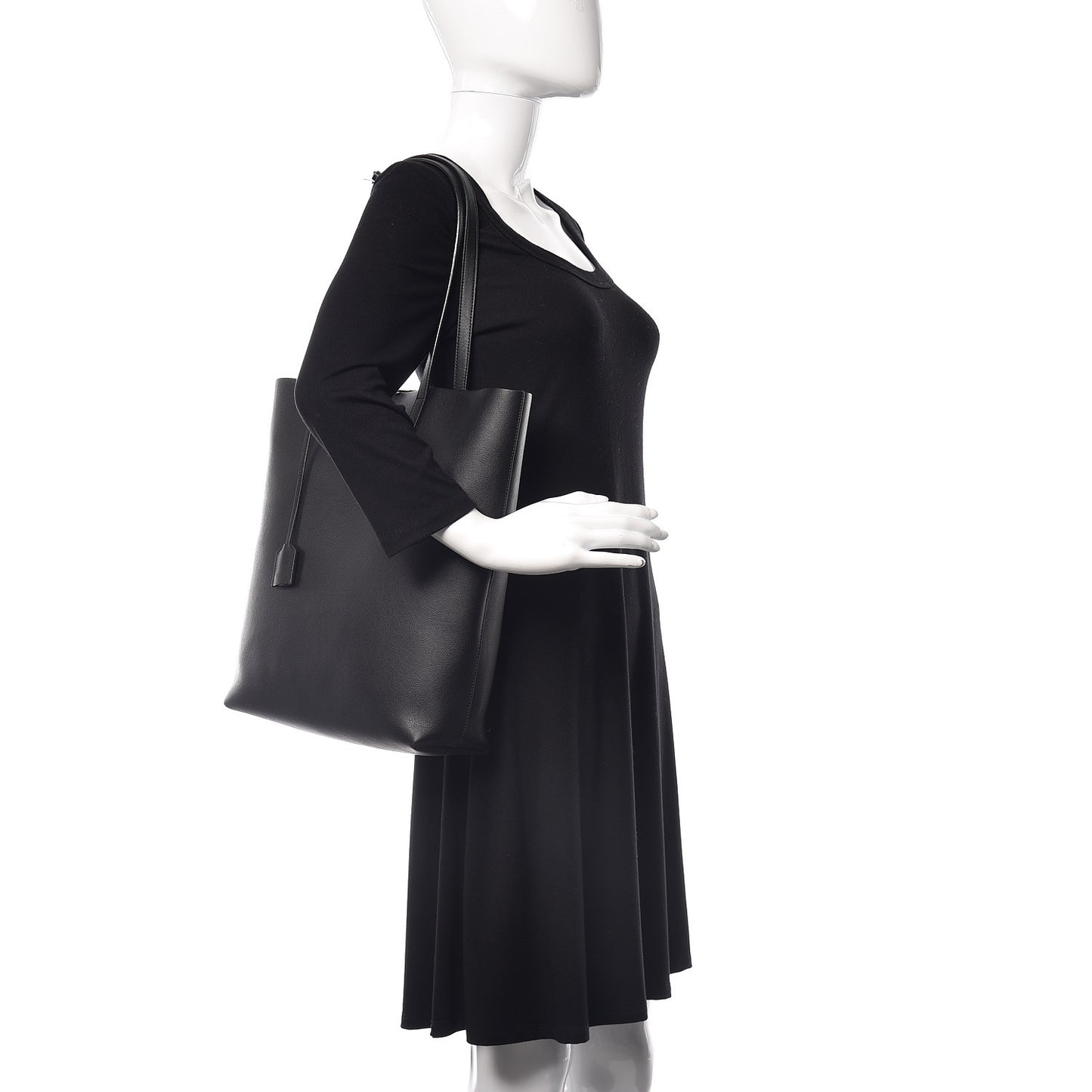 Calfskin Medium Shopping Tote Black