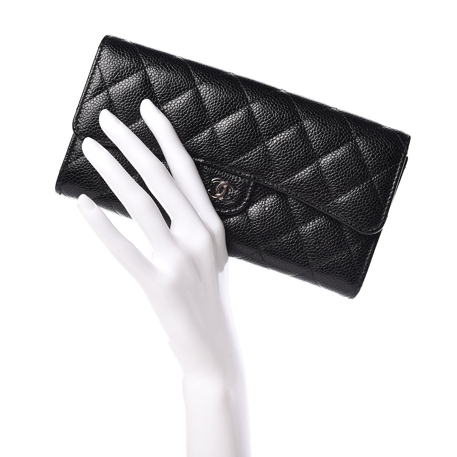 Chanel Caviar Quilted Large Gusset Flap Wallet Black 2 of 11