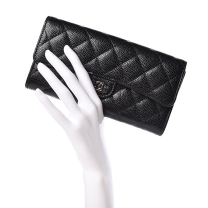 Chanel Caviar Quilted Large Gusset Flap Wallet Black 2 of 11
