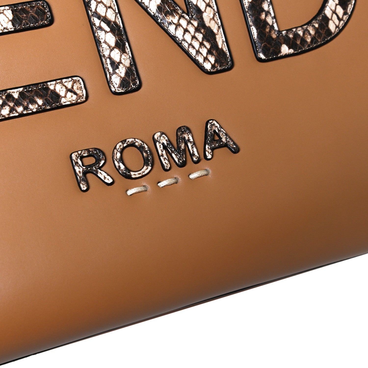 Fendi Vitello King Plexiglass Elaphe Python Print Logo Medium Fendi Sunshine Shopper Tote Miele Scuro Makeup 15 of 18