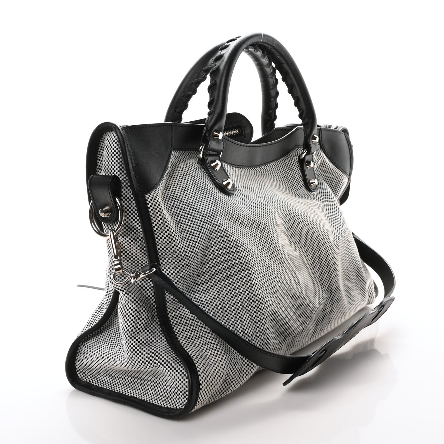 Calfskin Twill Classic Hardware Perforated City Black White