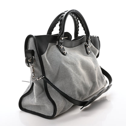 Balenciaga Calfskin Twill Classic Hardware Perforated City Black White 4 of 11