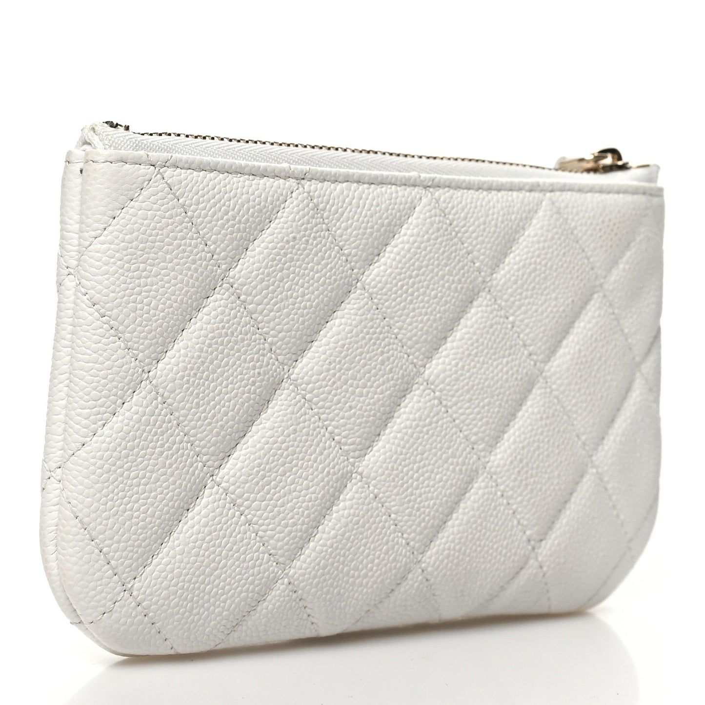 Caviar Quilted Small Pouch White