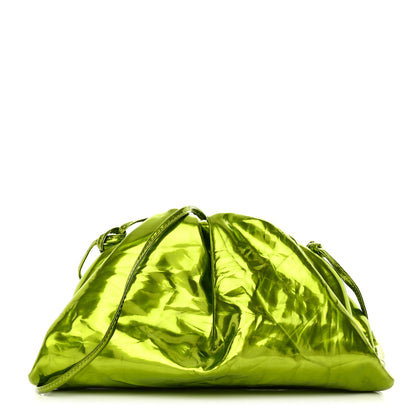 Bottega Veneta Metallic Crushed Calfskin The Mini Pouch Chlorophyll 1 of 12
