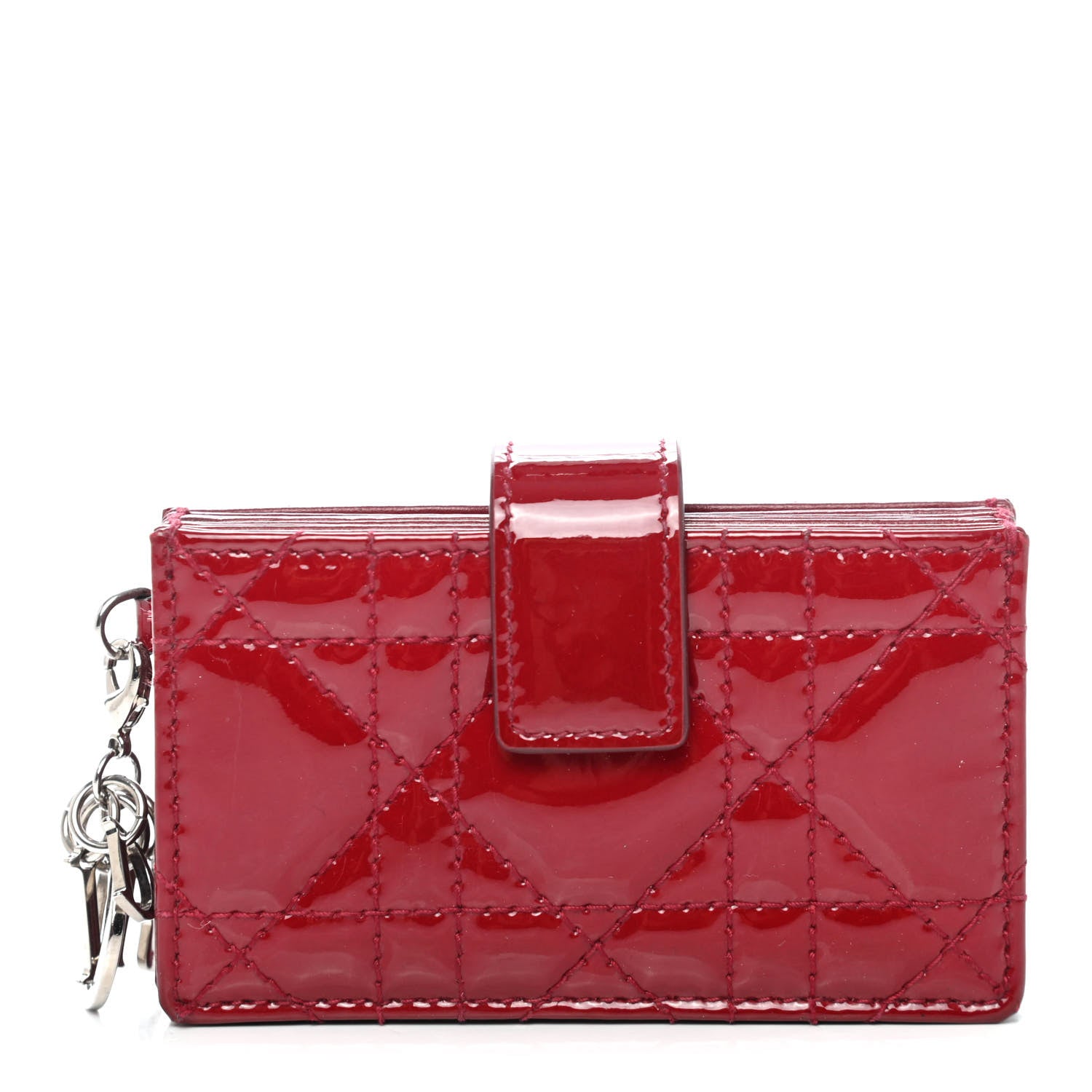 Christian Dior Patent Cannage Lady Dior 5-Gusset Card Holder Scarlet 1 of 4
