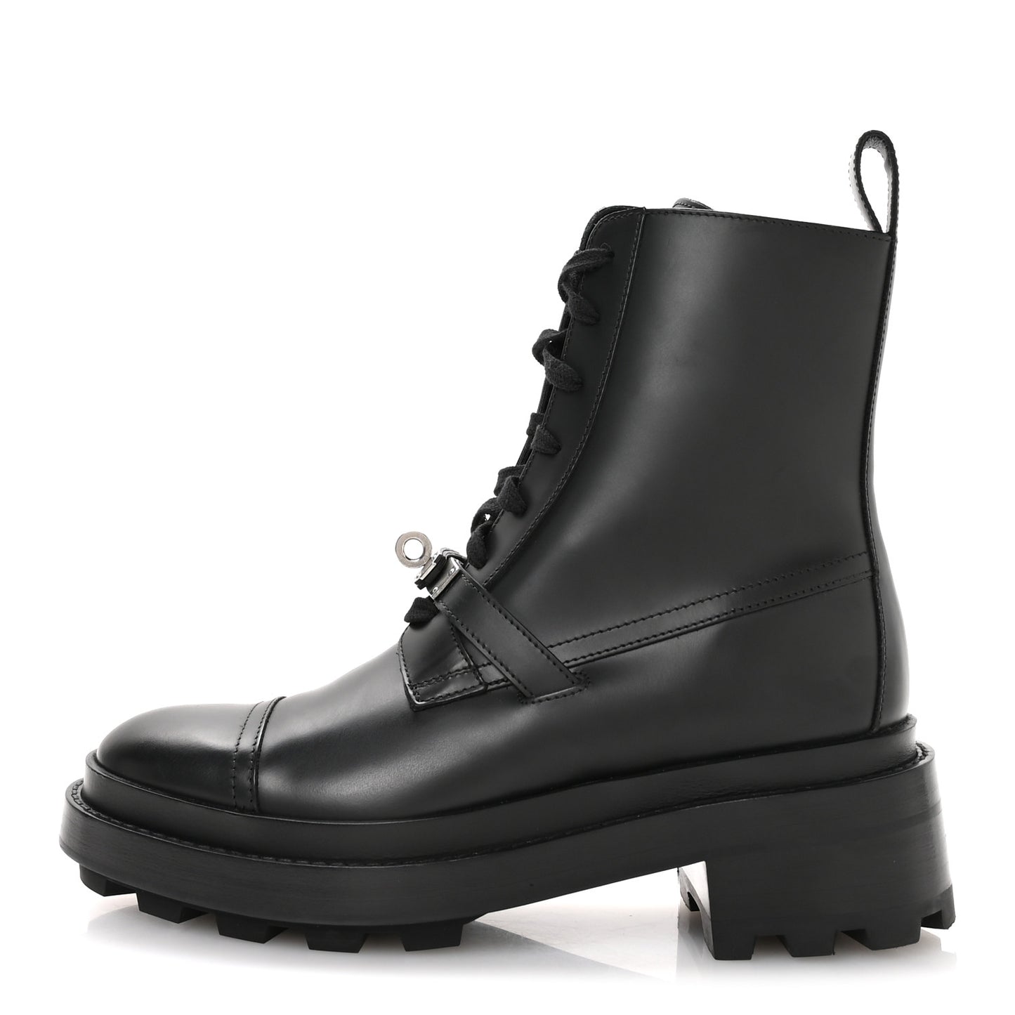 Glossed Calfskin Funk Ankle Boots 36 Black