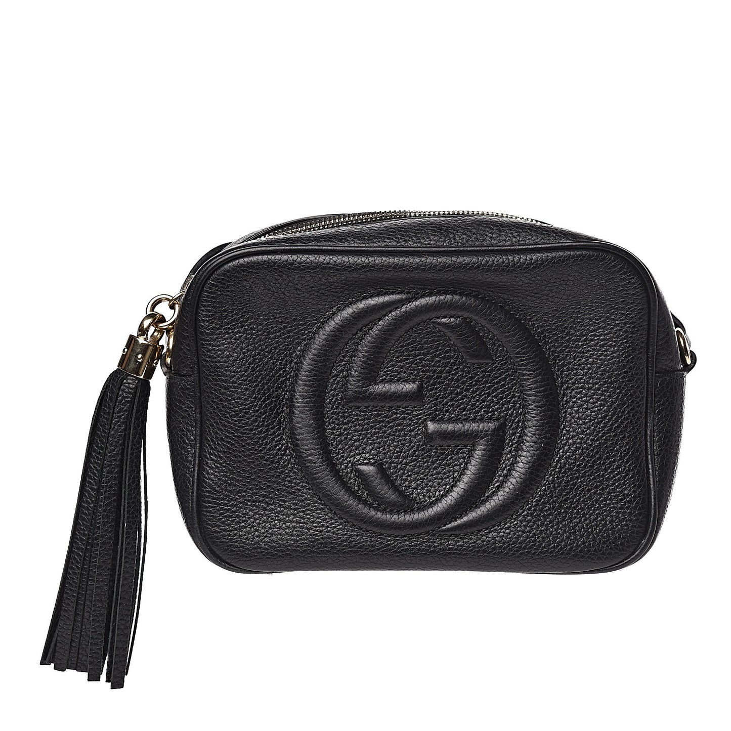 Pebbled Calfskin Small Soho Disco Bag Black