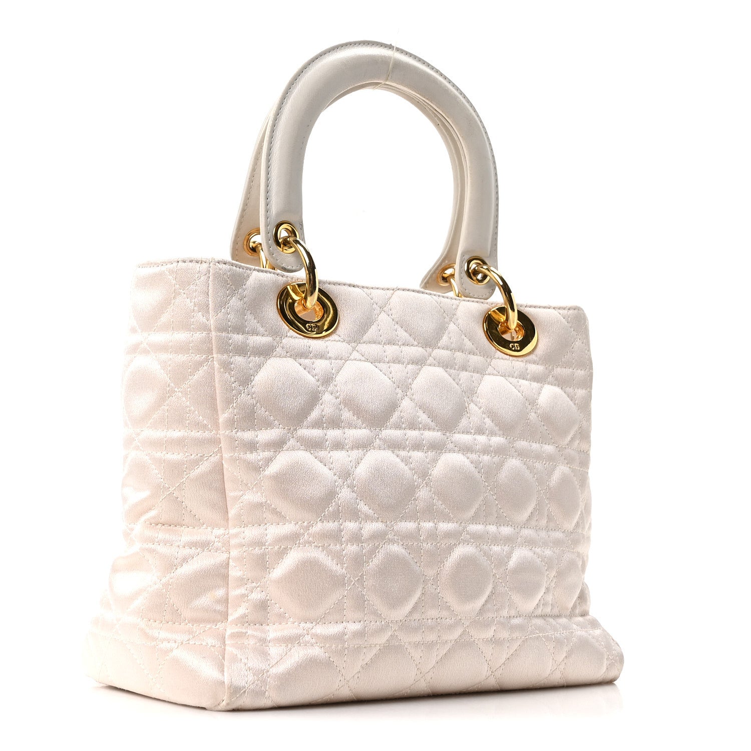 Christian Dior Metallic Nylon Cannage Medium Lady Dior White 3 of 9