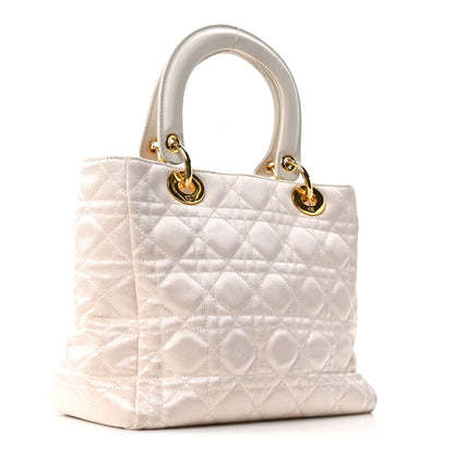 Christian Dior Metallic Nylon Cannage Medium Lady Dior White 3 of 9