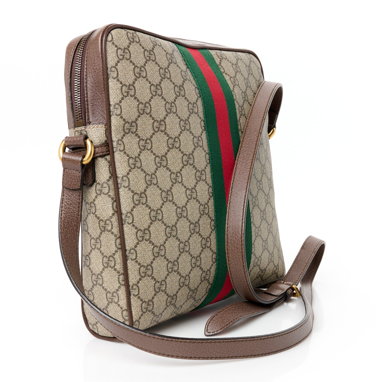 GG Supreme Monogram Web Medium Ophidia Messenger Bag Brown