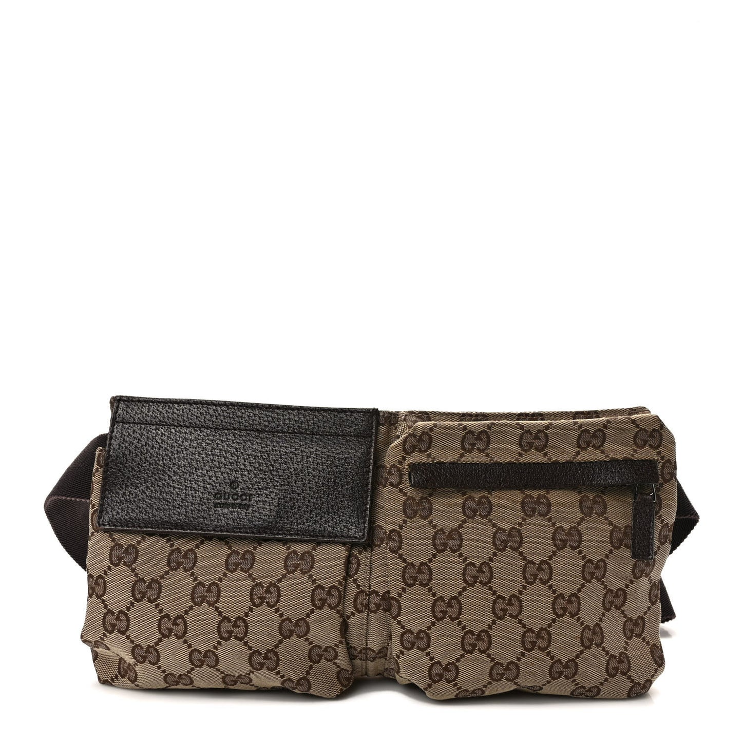 GG Monogram Double Pocket Belt Bag Dark Brown