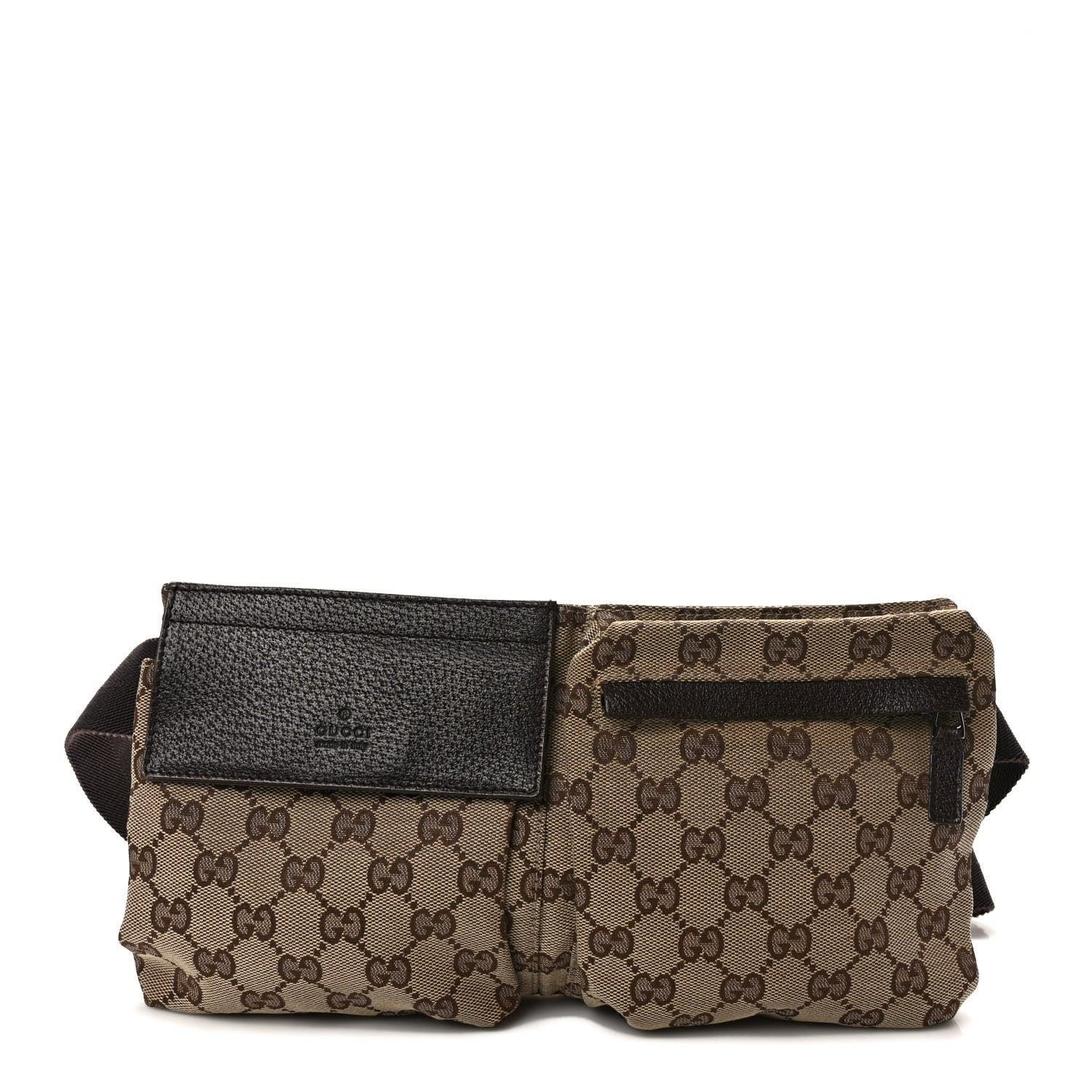 Gucci GG Monogram Double Pocket Belt Bag Dark Brown 1 of 9