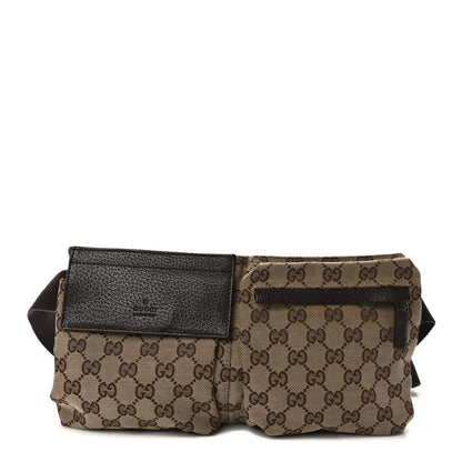 Gucci GG Monogram Double Pocket Belt Bag Dark Brown 1 of 9