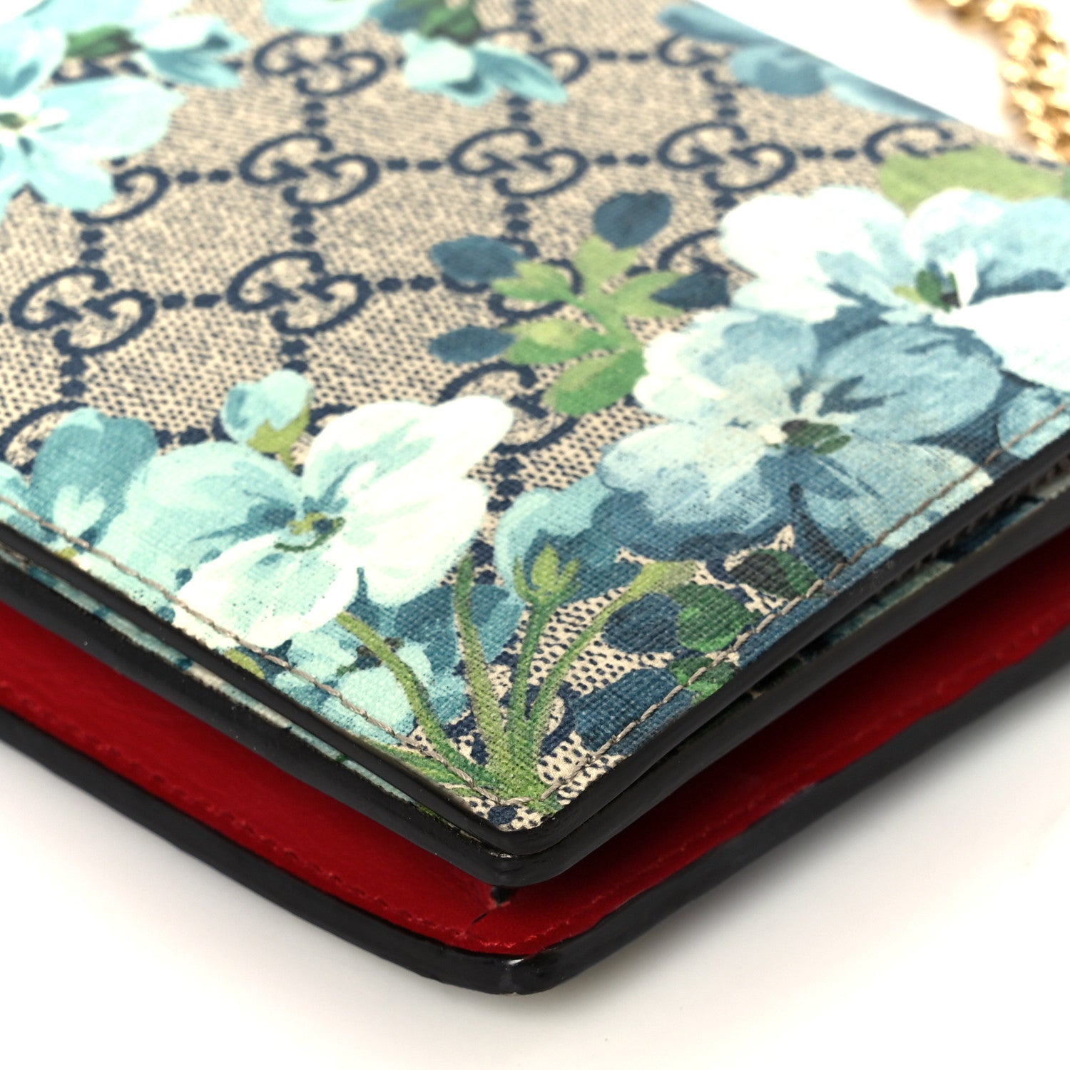 Gucci GG Supreme Monogram Blooms Chain Wallet Blue 9 of 9