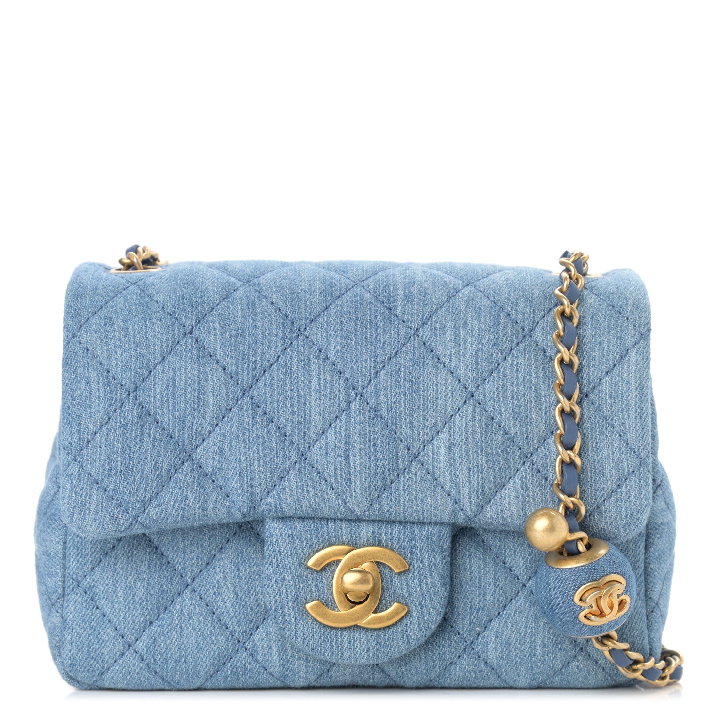 Chanel Denim Quilted Mini Pearl Crush Flap Blue 1 of 11