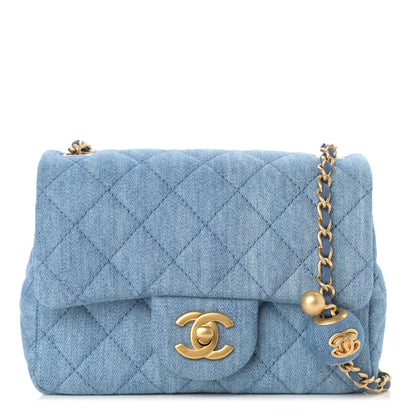 Chanel Denim Quilted Mini Pearl Crush Flap Blue 1 of 11