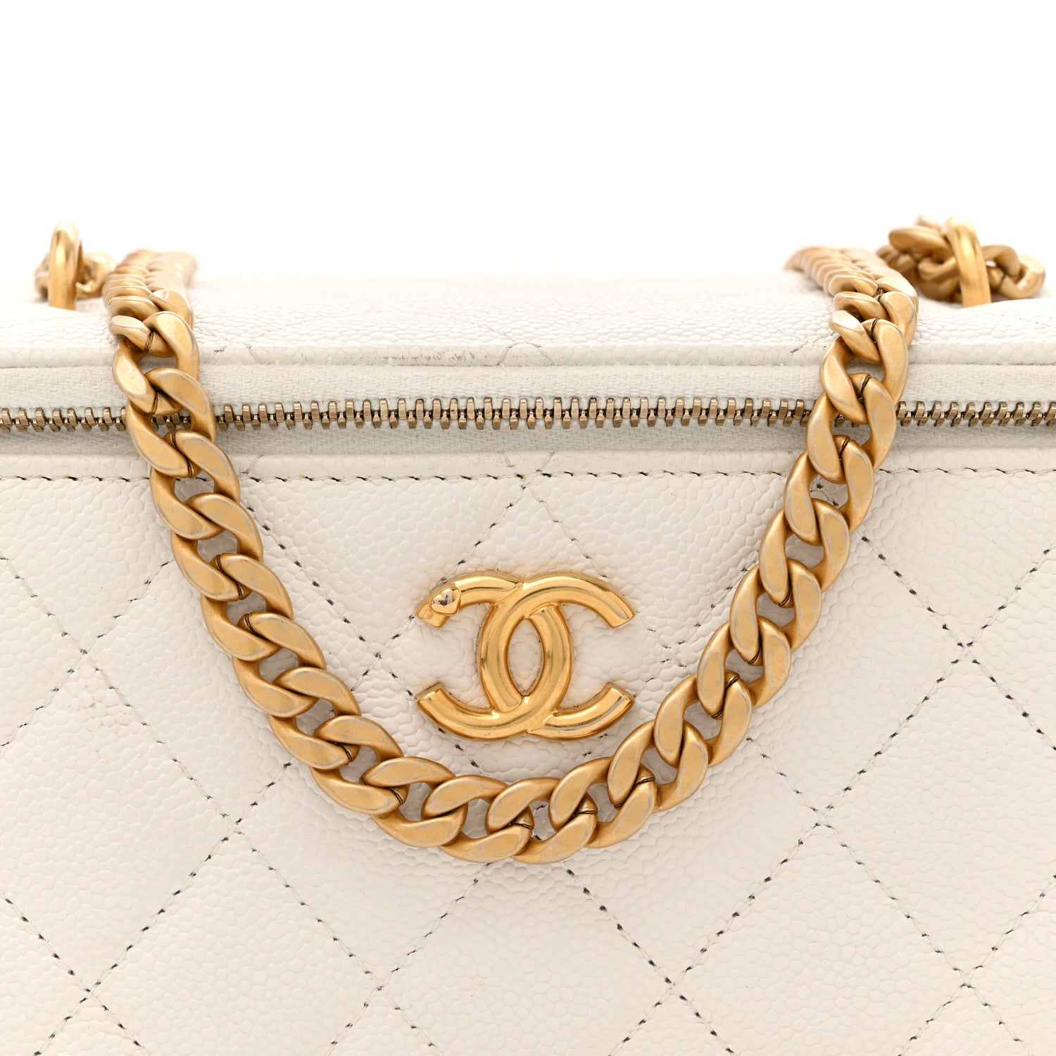Chanel Caviar Quilted Sweetheart Vanity Case White 8 of 12