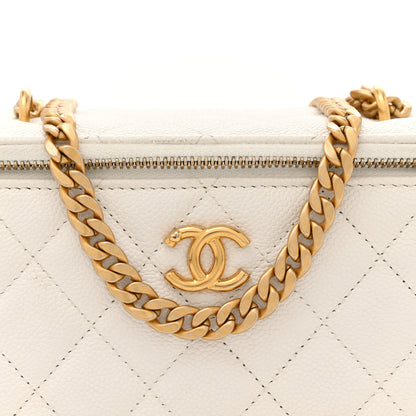 Chanel Caviar Quilted Sweetheart Vanity Case White 8 of 12