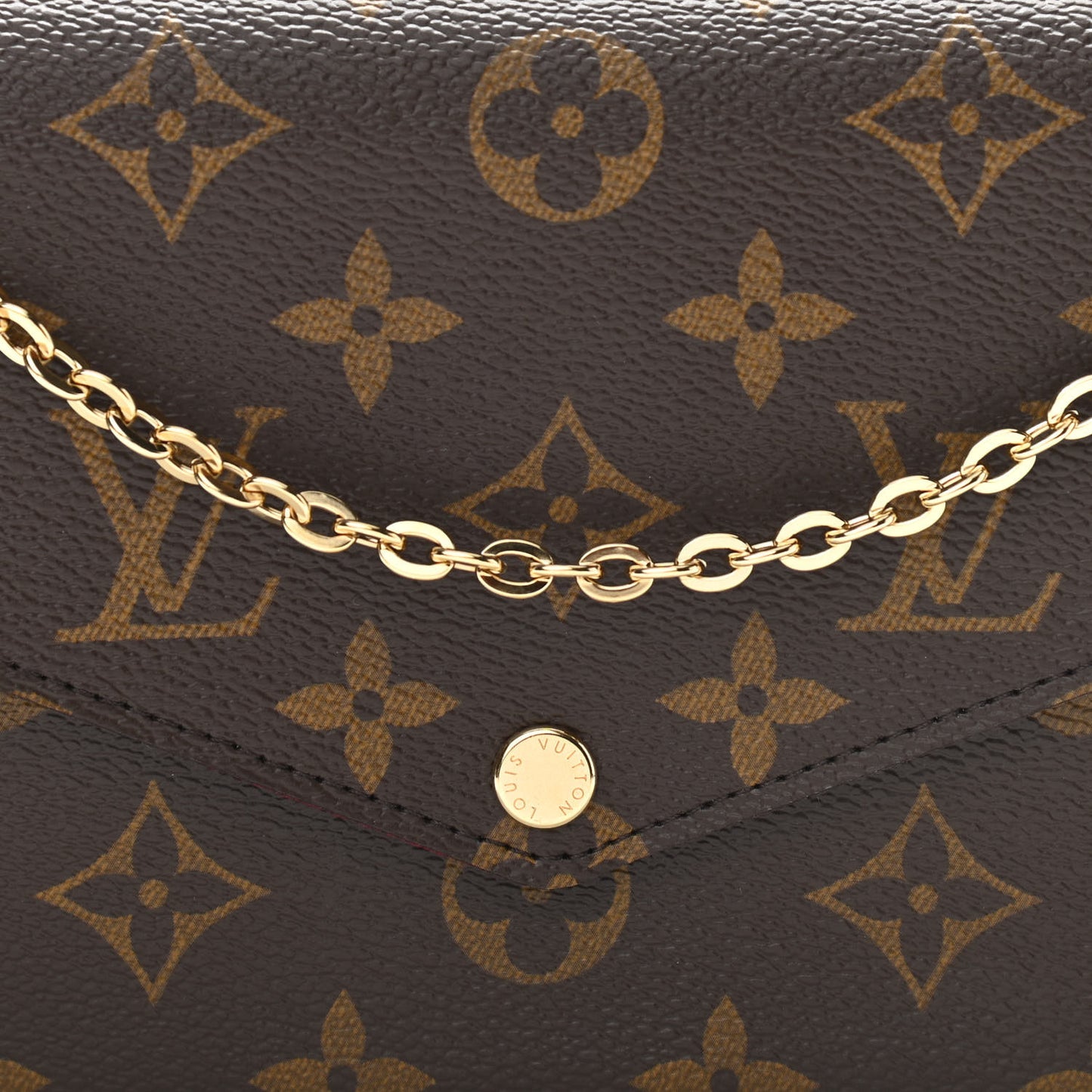 Monogram Pochette Felicie Chain Wallet Fuchsia