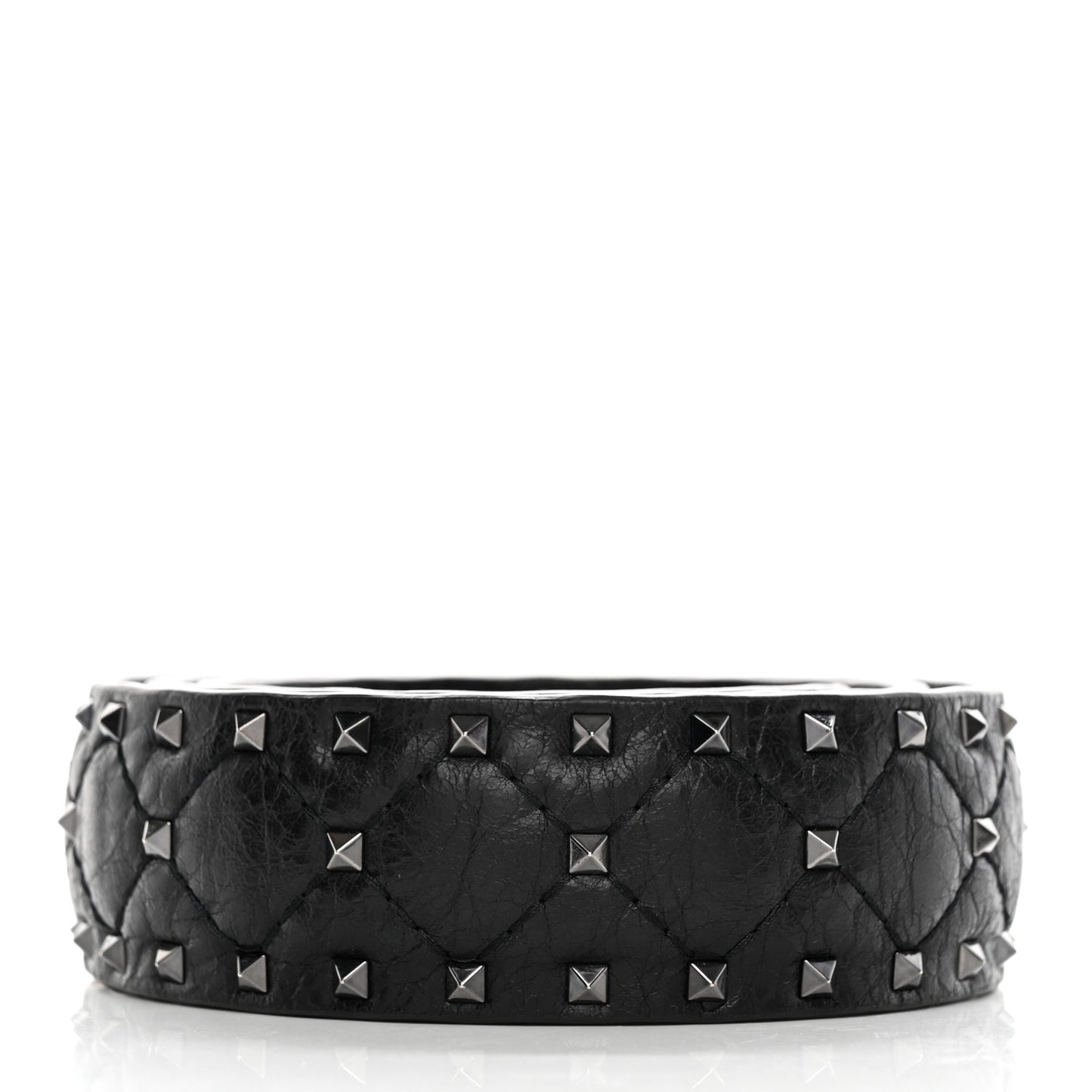 Craquele Nappa Rockstud Spike Shoulder Strap Black