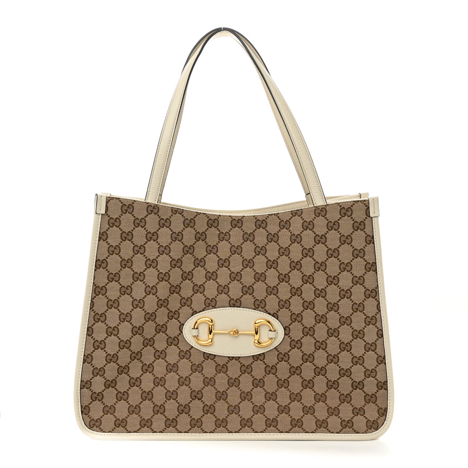 Gucci Monogram New Sakai Calfskin Lux Horsebit 1955 Tote Beige Ebony Mystic White 1 of 12