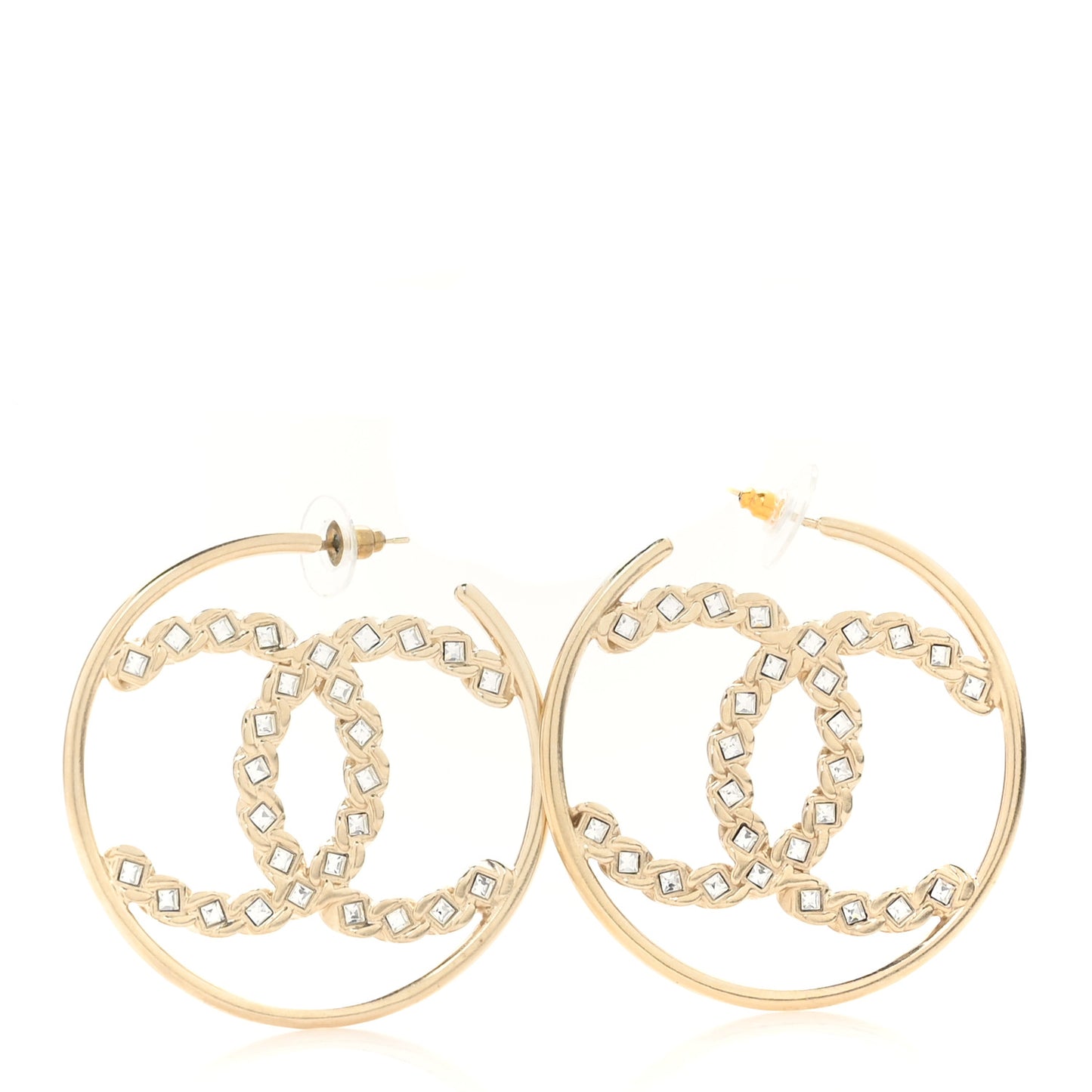 Crystal High Society CC Hoop Earrings Gold