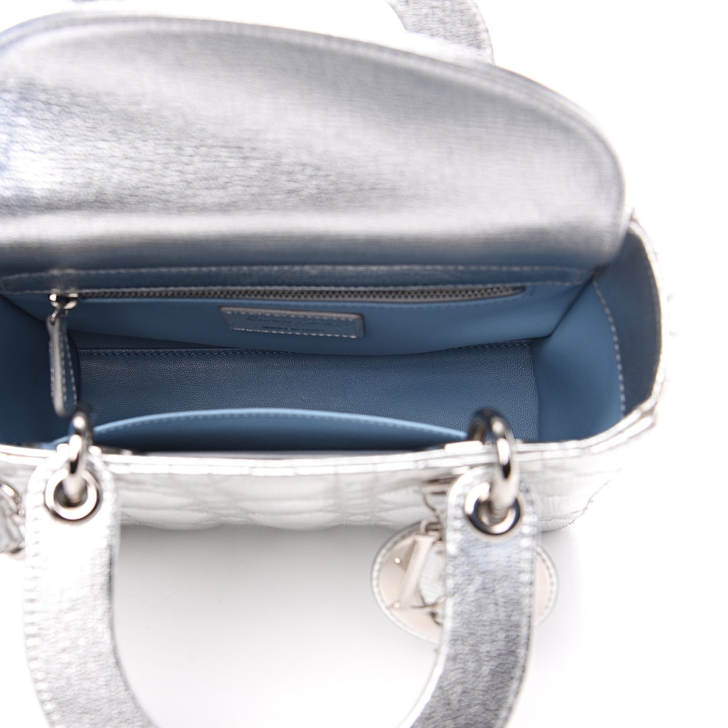 Metallic Grained Calfskin Cannage My ABCDior Lady Dior Silver