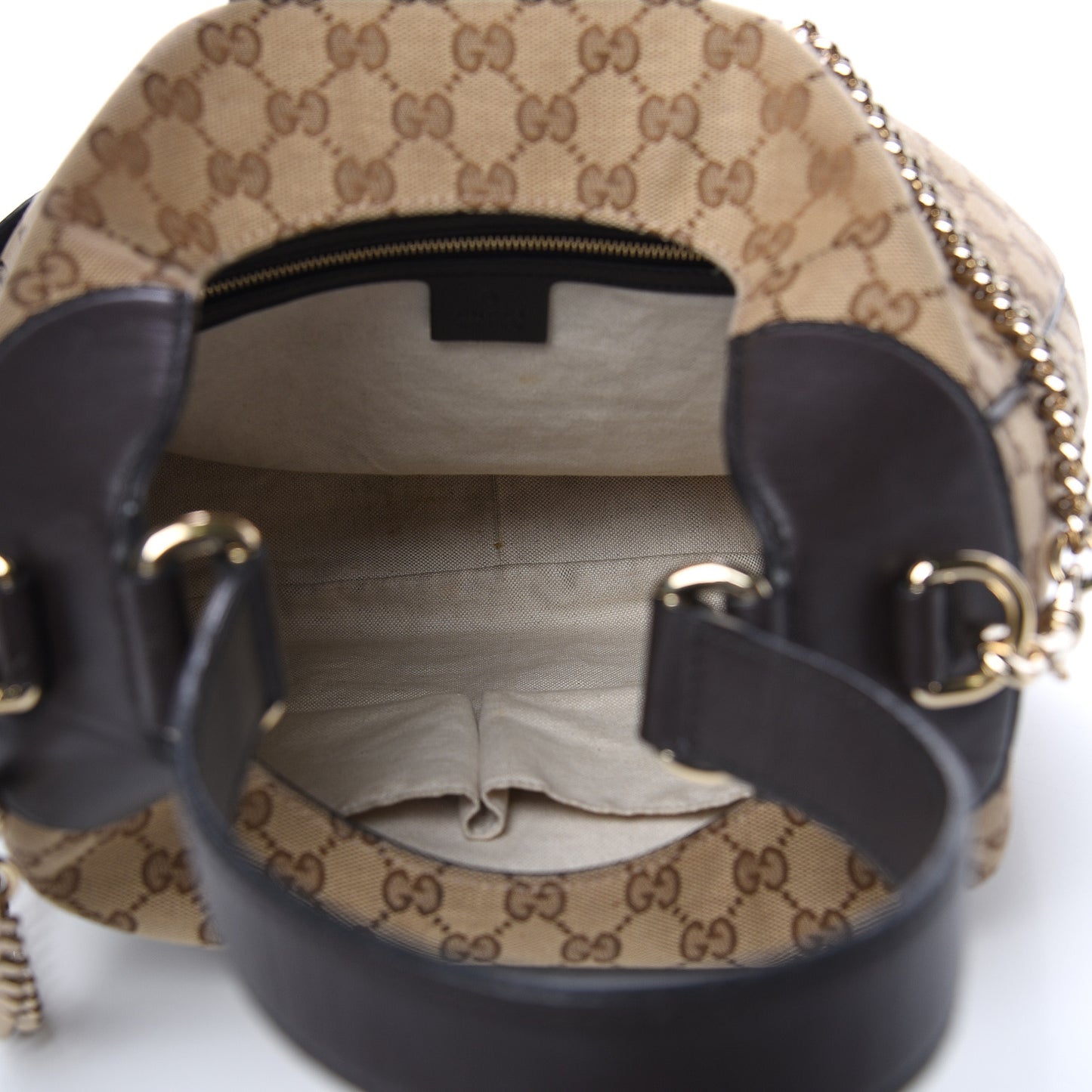 Monogram Margaux Calfskin Medium Emily Hobo Beige Ebony Cocoa