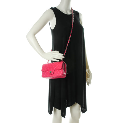 Chanel Lambskin Quilted Mini Rectangular Flap Dark Pink 2 of 8
