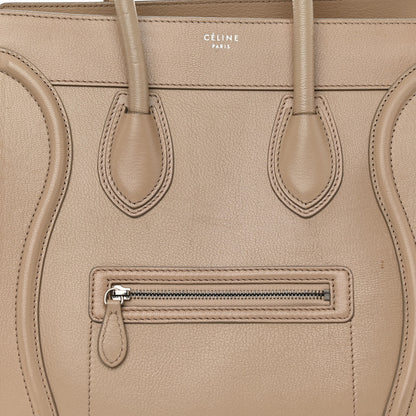 Celine Drummed Calfskin Mini Luggage Dune 7 of 10