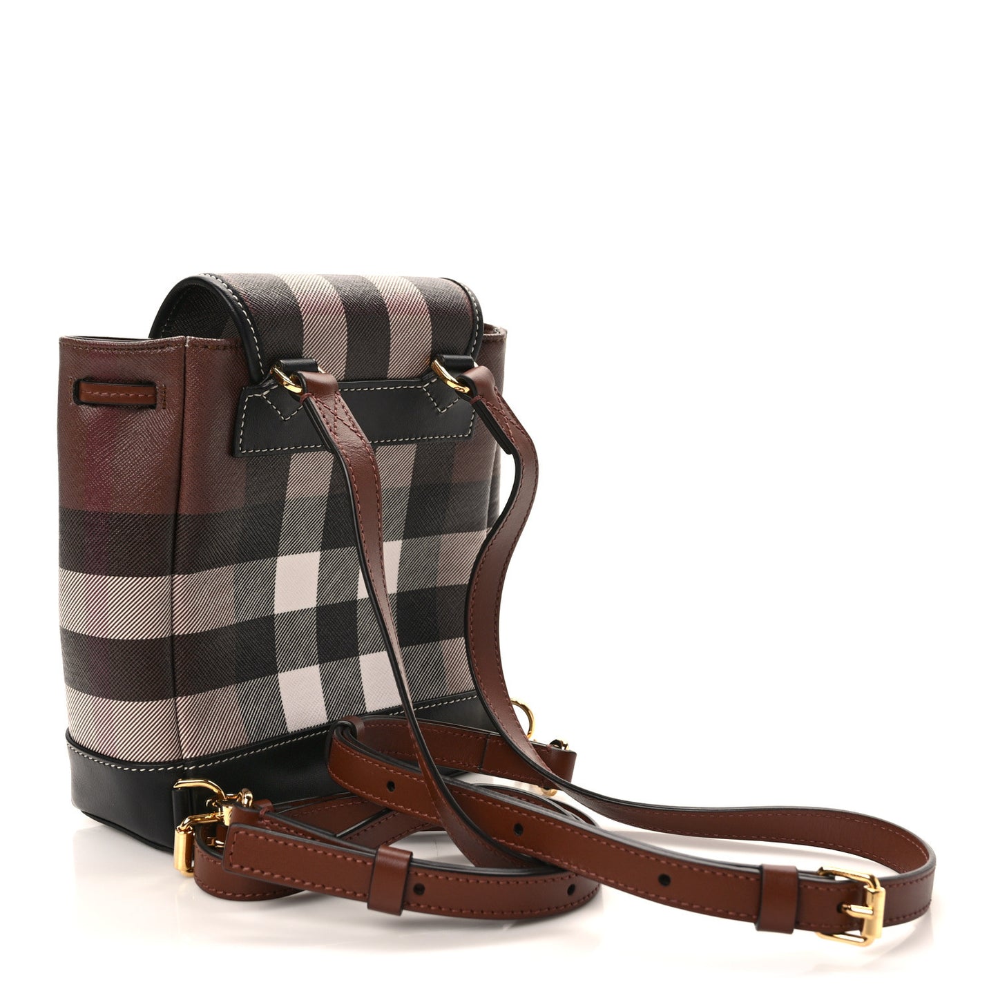 House Check Canvas Calfskin Micro Backpack Dark Birch Brown