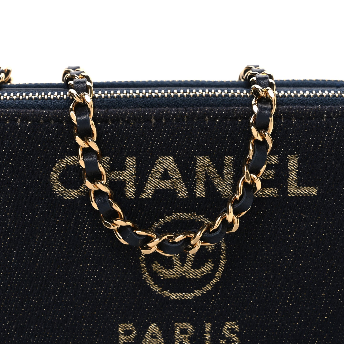Canvas Small Deauville Clutch With Chain Navy