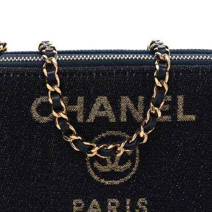 Chanel Canvas Small Deauville Clutch With Chain Navy 9 of 12