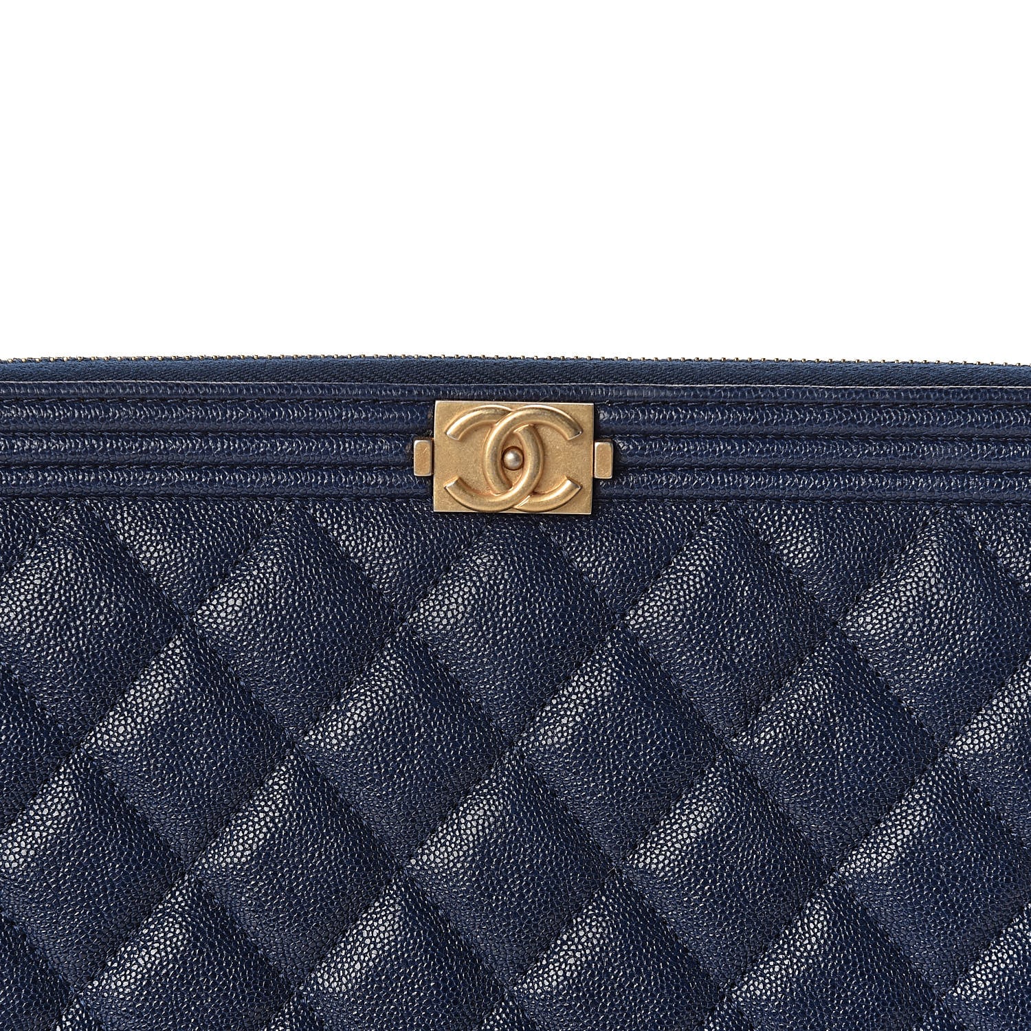 Chanel Caviar Quilted Medium Boy Cosmetic Case Navy 8 of 9