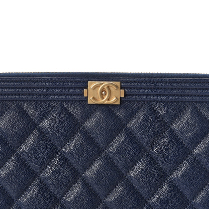 Chanel Caviar Quilted Medium Boy Cosmetic Case Navy 8 of 9