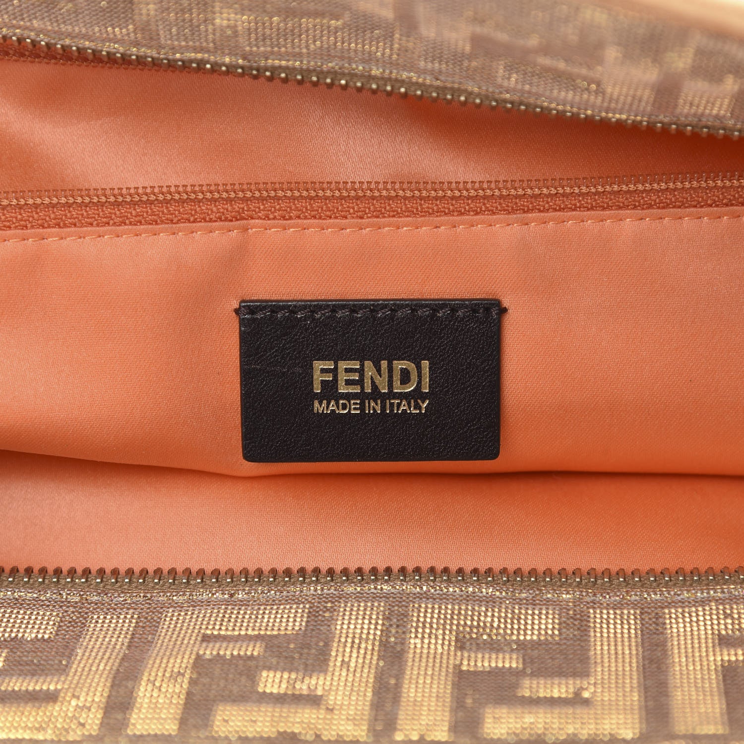 Fendi Metallic Lurex Zucca Roll Shopping Tote Arancio 6 of 18