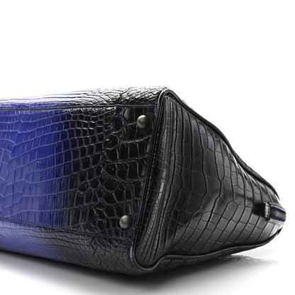 Bottega Veneta Crocodile Boston Purple Black 10 of 12