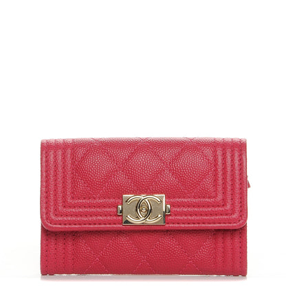 Chanel Caviar Quilted Boy Card Holder Wallet Fuchsia 1 of 9