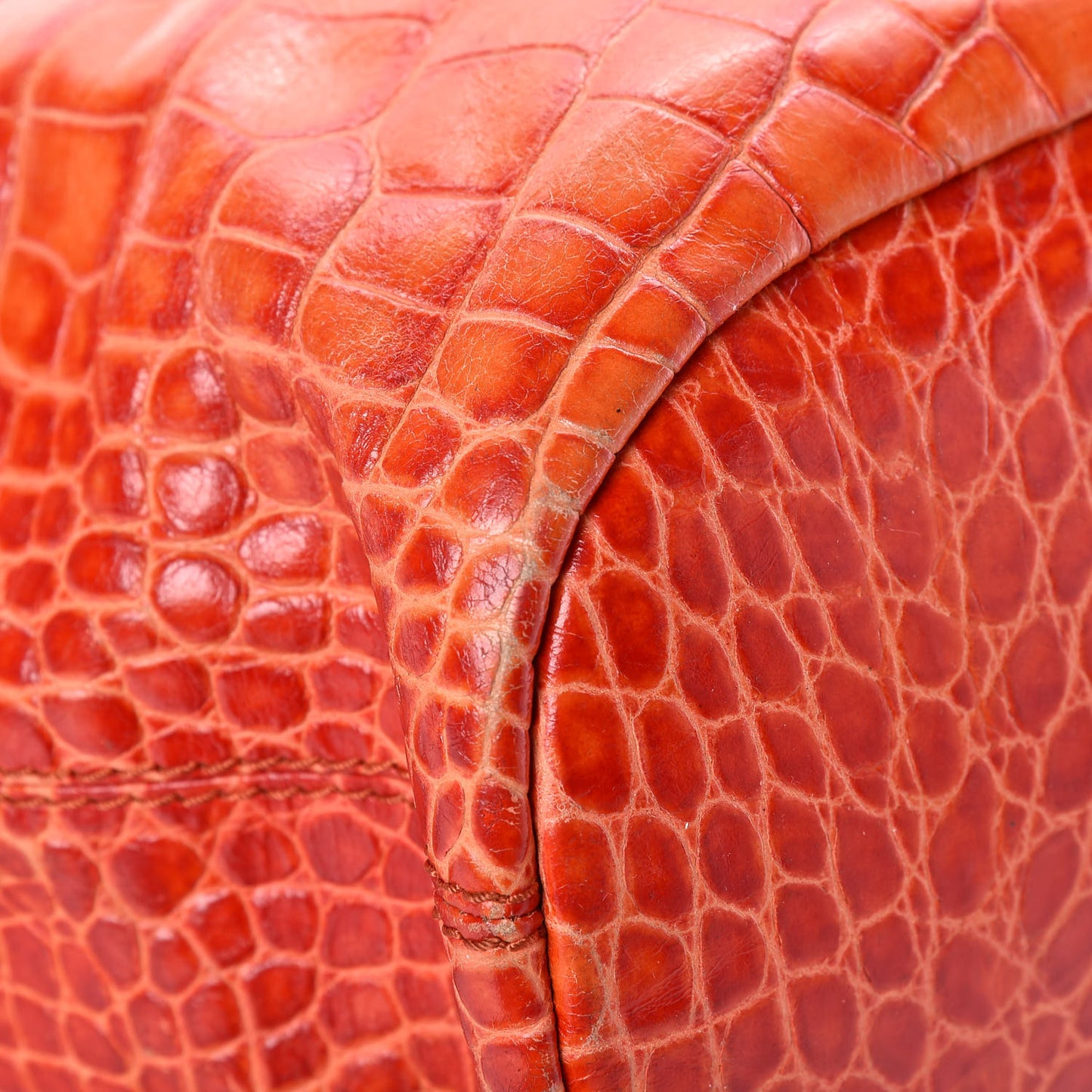 Calfskin Crocodile Embossed Medium Nightingale Orange