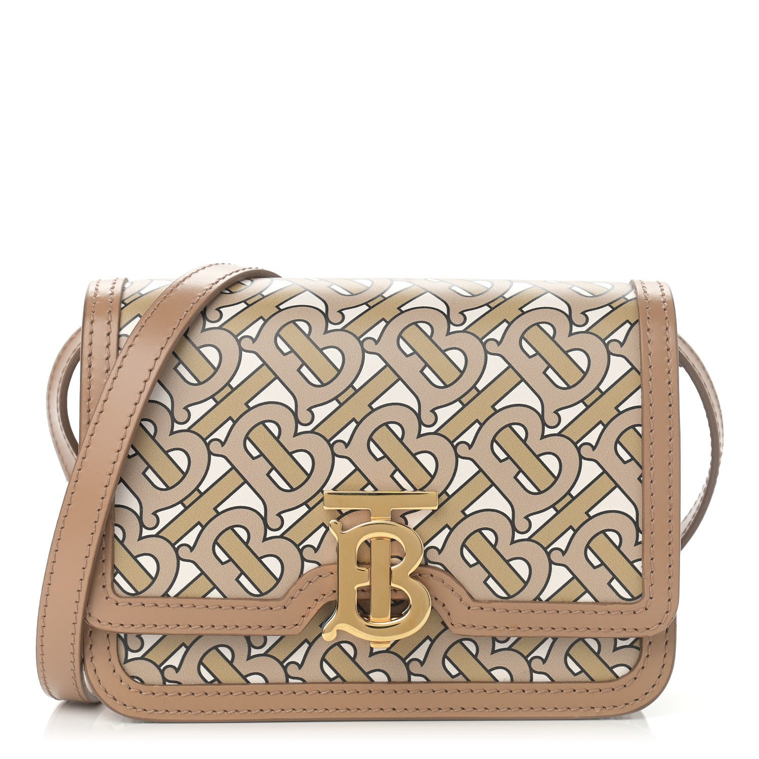 Burberry Calfskin Monogram Mini TB Bag Beige 1 of 15