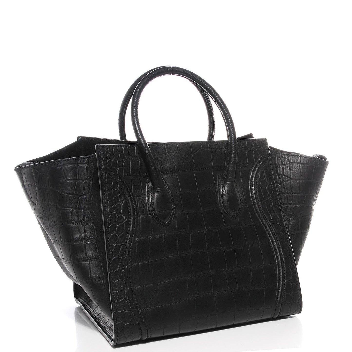 Crocodile Embossed Medium Phantom Luggage Black