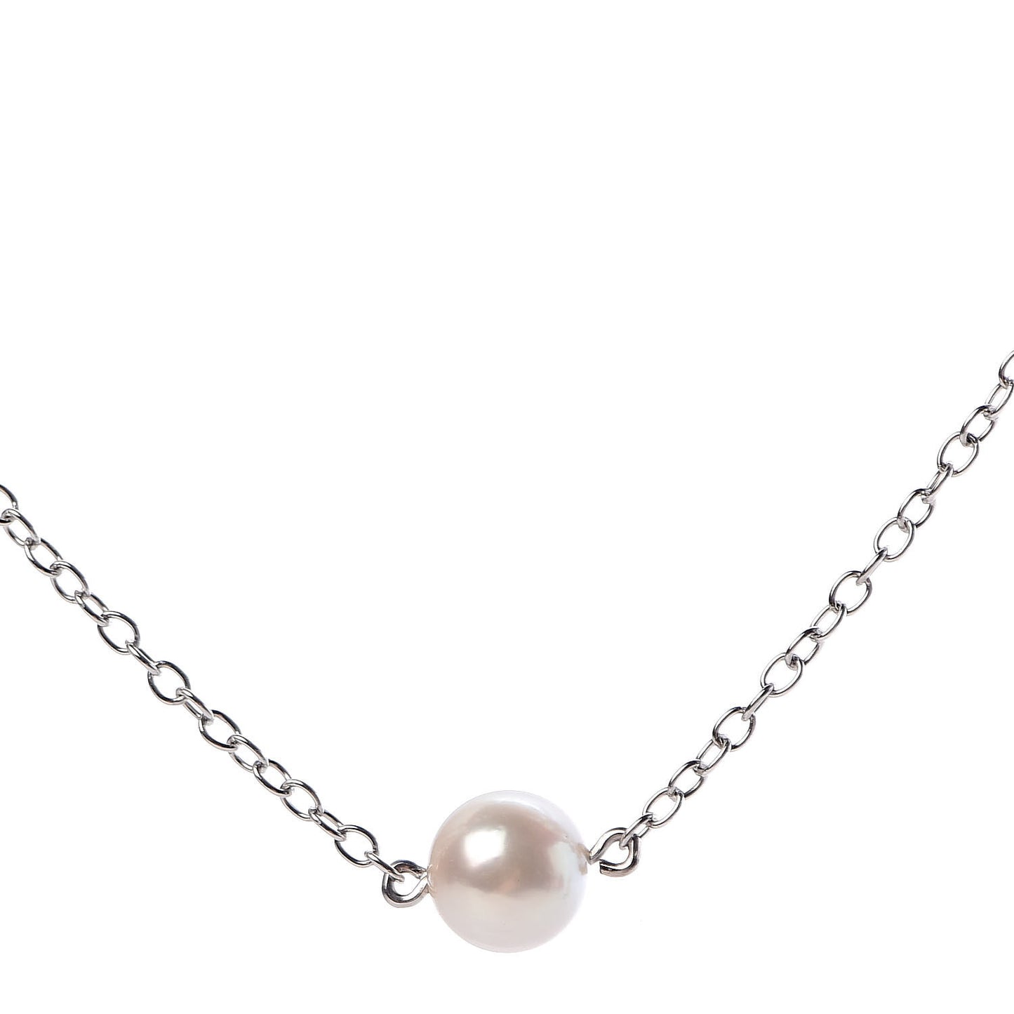 18K White Gold Akoya Pearl 5.5mm Station Necklace