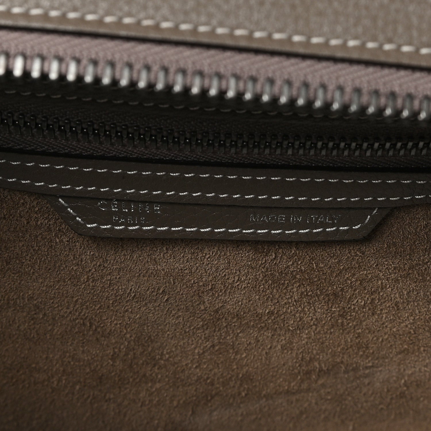 Celine Drummed Calfskin Mini Luggage Souris Souris 6 of 12