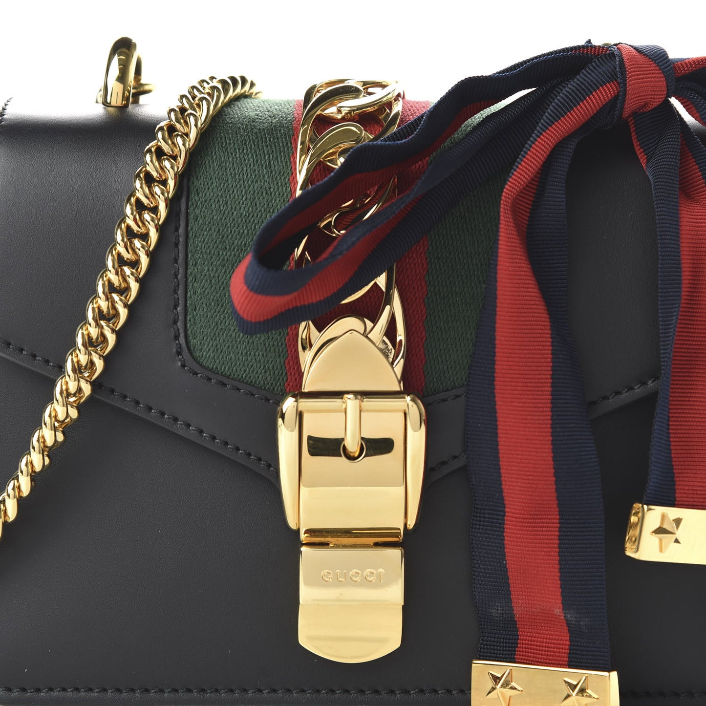 Calfskin Mini Sylvie Chain Shoulder Bag Black