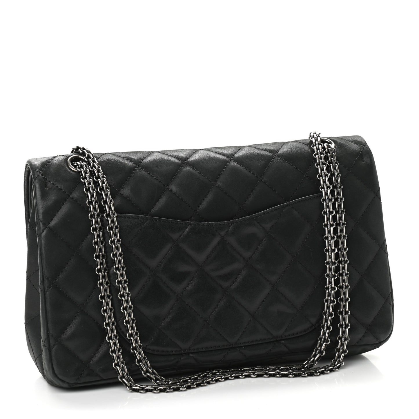 Iridescent Calfskin Quilted 2.55 Reissue 227 Flap Black