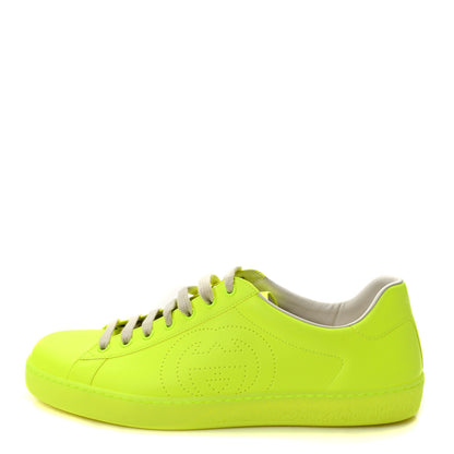 Gucci Capri Fluo Calfskin Interlocking G Perforated Mens Ace Sneakers 10 Yellow Fluo 1 of 9