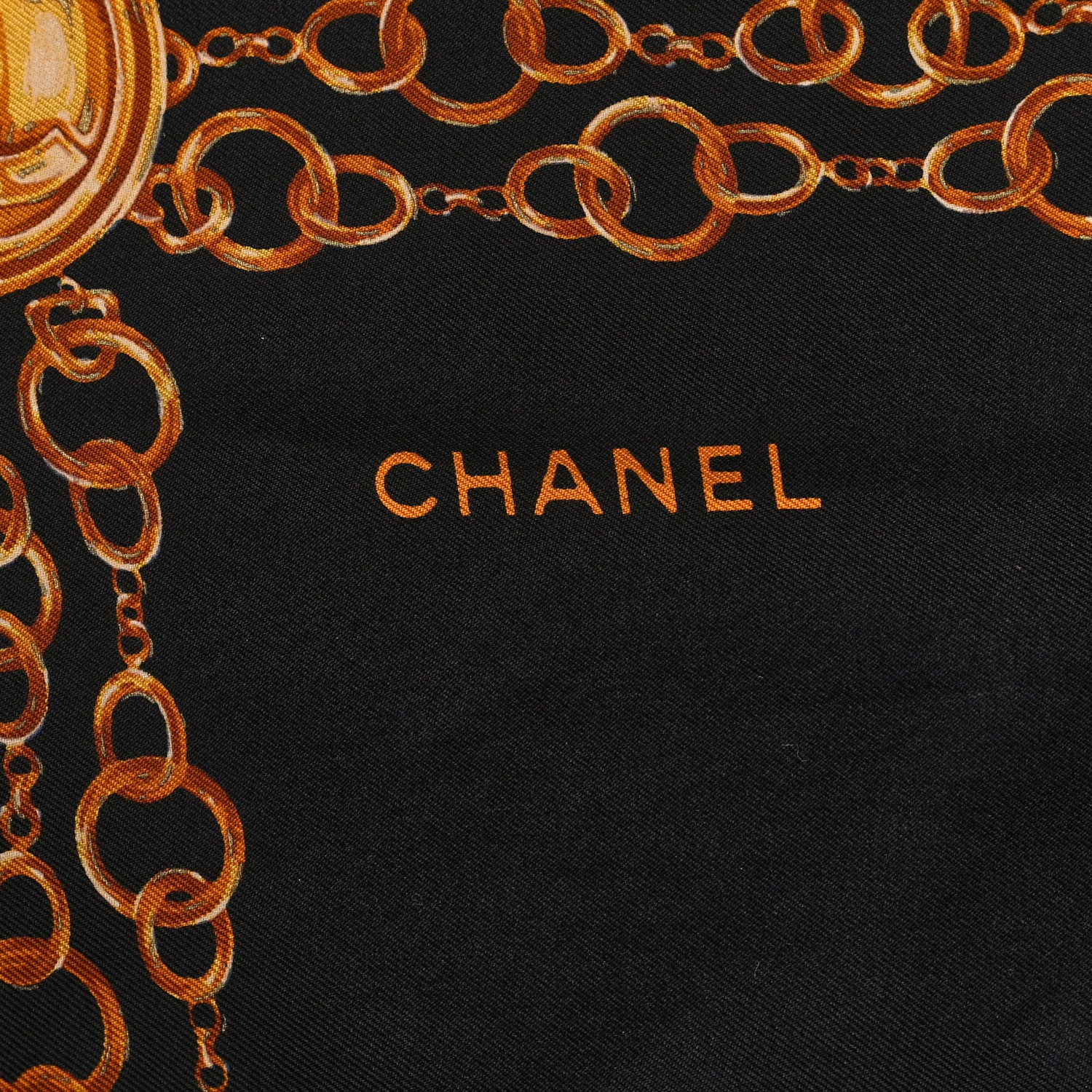Chanel Silk Printed Chain Scarf Black 3 of 3