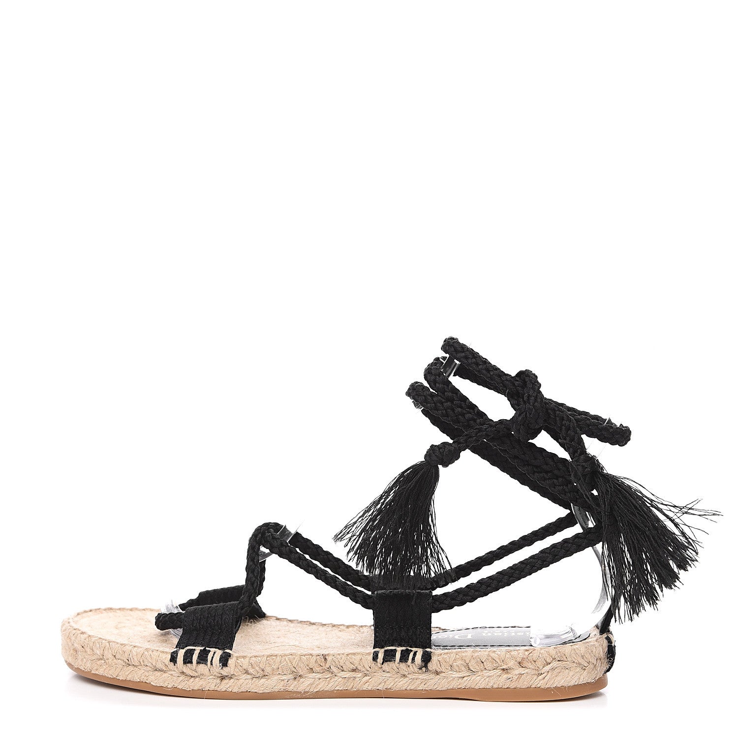Christian Dior Embroidered Cotton Diorexpress Sandal 38.5 Black 1 of 9